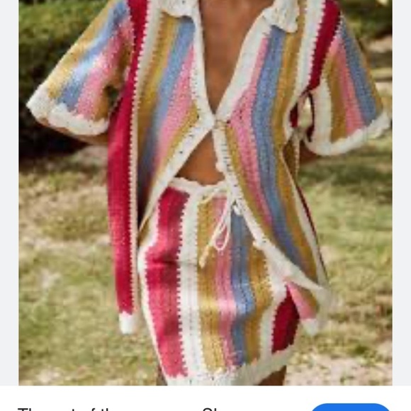 steele. Tops - Steele the Label Kai Crochet Polo Top Button Front Striped Boho Australia